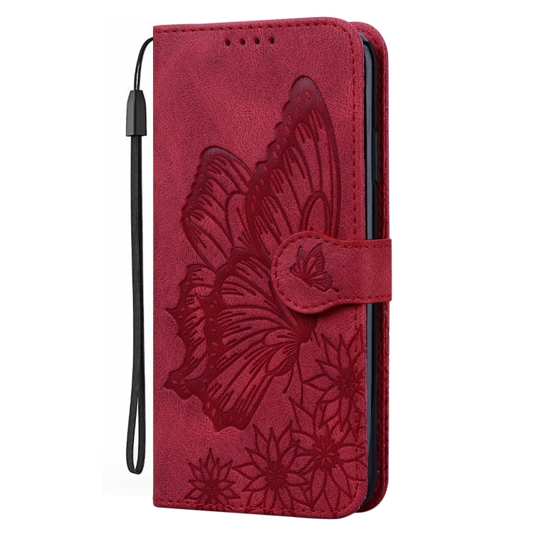 For Samsung Galaxy S25 5G Retro Skin Feel Butterflies Embossing Horizontal Flip Leather Phone Case(Red) - Galaxy S25 5G Cases by PMC TechLife | Online Shopping South Africa | PMC TechLife | Buy Now Pay Later Mobicred