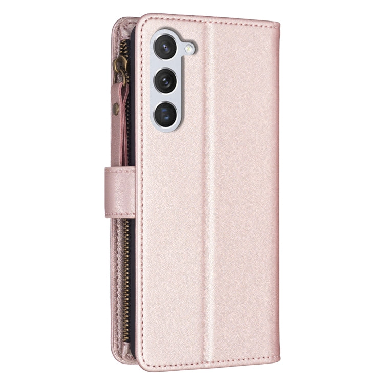 For Samsung Galaxy S25 5G 9 Card Slots Zipper Wallet Leather Flip Phone Case(Rose Gold) - Galaxy S25 5G Cases by PMC TechLife | Online Shopping South Africa | PMC TechLife | Buy Now Pay Later Mobicred