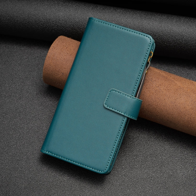 For Samsung Galaxy S25+ 5G 9 Card Slots Zipper Wallet Leather Flip Phone Case(Green) - Galaxy S25+ 5G Cases by PMC Jewellery | Online Shopping South Africa | PMC Jewellery | Buy Now Pay Later Mobicred