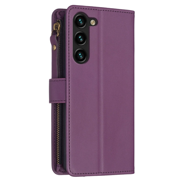 For Samsung Galaxy S25+ 5G 9 Card Slots Zipper Wallet Leather Flip Phone Case(Dark Purple) - Galaxy S25+ 5G Cases by PMC TechLife | Online Shopping South Africa | PMC TechLife | Buy Now Pay Later Mobicred
