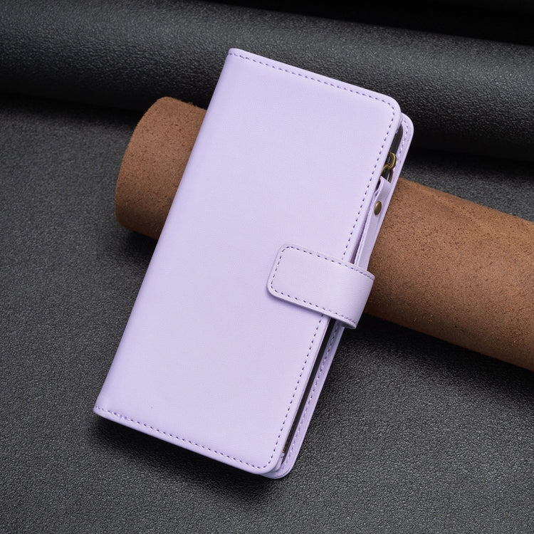 For Samsung Galaxy S25+ 5G 9 Card Slots Zipper Wallet Leather Flip Phone Case(Light Purple) - Galaxy S25+ 5G Cases by PMC TechLife | Online Shopping South Africa | PMC TechLife | Buy Now Pay Later Mobicred