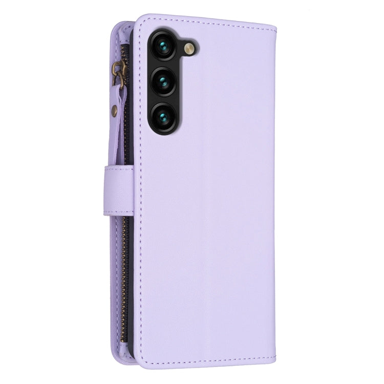 For Samsung Galaxy S25+ 5G 9 Card Slots Zipper Wallet Leather Flip Phone Case(Light Purple) - Galaxy S25+ 5G Cases by PMC TechLife | Online Shopping South Africa | PMC TechLife | Buy Now Pay Later Mobicred