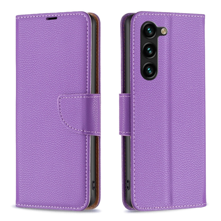 For Samsung Galaxy S25+ 5G Litchi Texture Pure Color Flip Leather Phone Case(Purple) - Galaxy S25+ 5G Cases by PMC TechLife | Online Shopping South Africa | PMC TechLife | Buy Now Pay Later Mobicred
