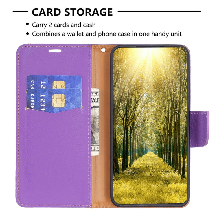 For Samsung Galaxy S25+ 5G Litchi Texture Pure Color Flip Leather Phone Case(Purple) - Galaxy S25+ 5G Cases by PMC TechLife | Online Shopping South Africa | PMC TechLife | Buy Now Pay Later Mobicred