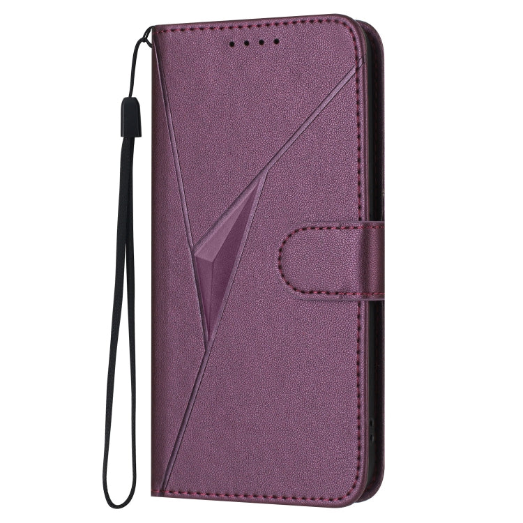 For Motorola Moto G Play 4G 2024 Triangle Pattern Buckle Clasp Leather Phone Case(Dark Purple) - Motorola Cases by PMC Jewellery | Online Shopping South Africa | PMC Jewellery | Buy Now Pay Later Mobicred