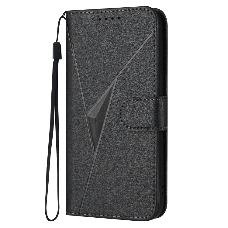 For Motorola Moto G Stylus 2024 Triangle Pattern Buckle Clasp Leather Phone Case(Black) - free shipping - PMC Jewellery - Order now!