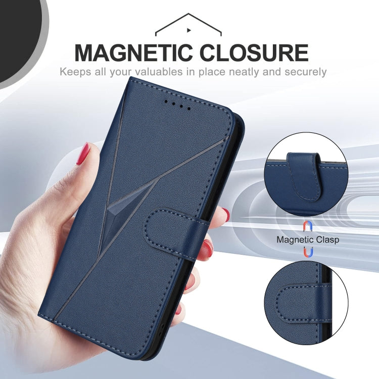 For Motorola Moto G 5G 2024 Triangle Pattern Buckle Clasp Leather Phone Case(Royal Blue) - Motorola Cases by PMC Jewellery | Online Shopping South Africa | PMC Jewellery | Buy Now Pay Later Mobicred