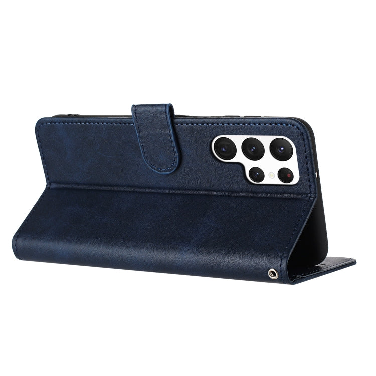 For Samsung Galaxy S25 Ultra 5G Solid Calf Texture Flip Leather Phone Case(Dark Blue) - Galaxy S25 Ultra 5G Cases by PMC TechLife | Online Shopping South Africa | PMC TechLife | Buy Now Pay Later Mobicred