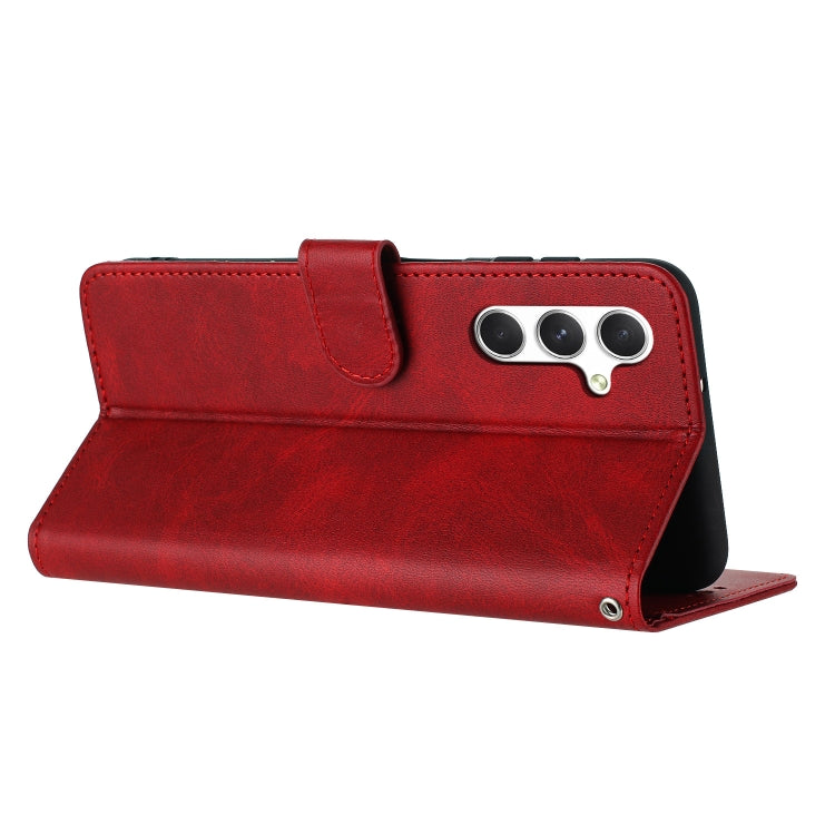 For Samsung Galaxy S25+ / S24+ 5G Solid Calf Texture Flip Leather Phone Case(Red) - free shipping - PMC Jewellery - Order now!