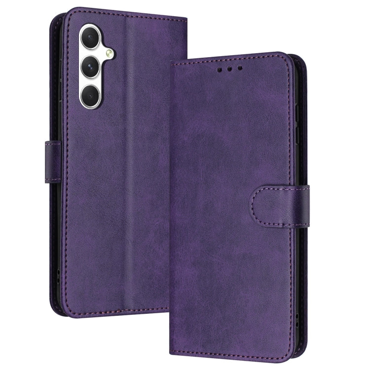 For Samsung Galaxy S25+ / S24+ 5G Solid Calf Texture Flip Leather Phone Case(Purple) - Galaxy S25+ 5G Cases by PMC TechLife | Online Shopping South Africa | PMC TechLife | Buy Now Pay Later Mobicred