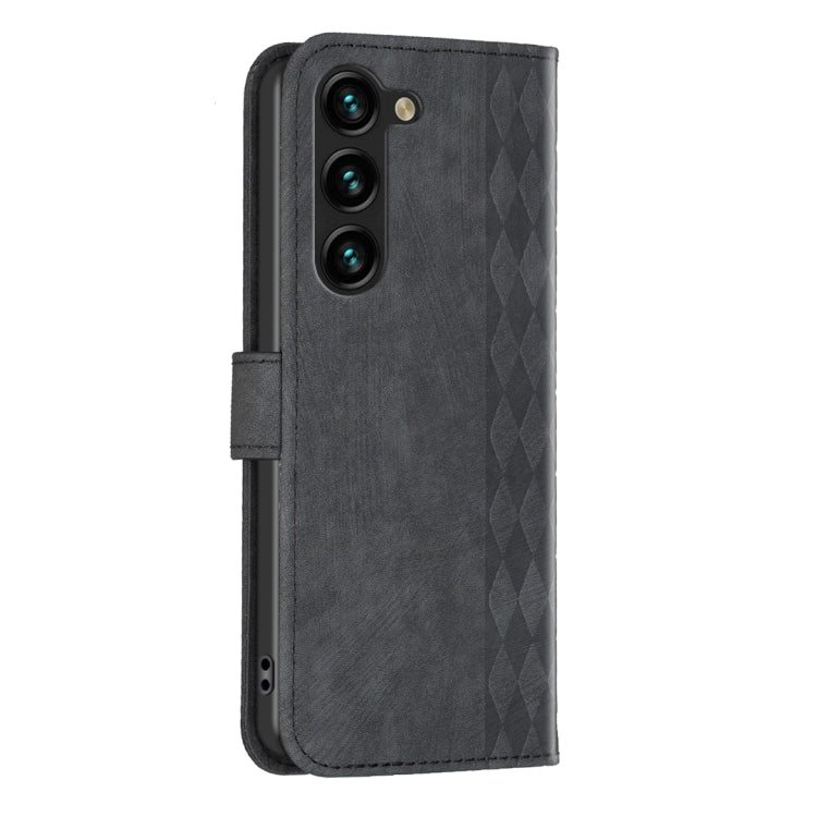 For Samsung Galaxy S25 5G Plaid Embossed Leather Phone Case(Black) - Galaxy S25 5G Cases by PMC Jewellery | Online Shopping South Africa | PMC Jewellery | Buy Now Pay Later Mobicred