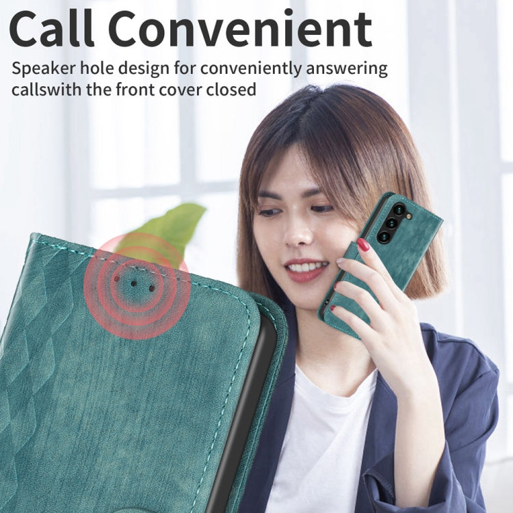 For Samsung Galaxy S25+ 5G Plaid Embossed Leather Phone Case(Green) - Galaxy S25+ 5G Cases by PMC Jewellery | Online Shopping South Africa | PMC Jewellery | Buy Now Pay Later Mobicred