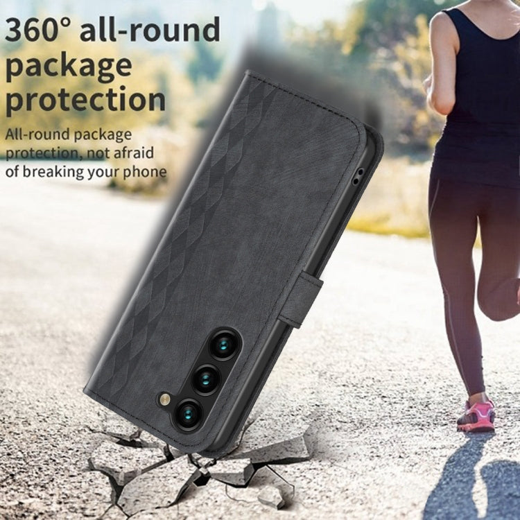 For Samsung Galaxy S25+ 5G Plaid Embossed Leather Phone Case(Black) - Galaxy S25+ 5G Cases by PMC Jewellery | Online Shopping South Africa | PMC Jewellery | Buy Now Pay Later Mobicred