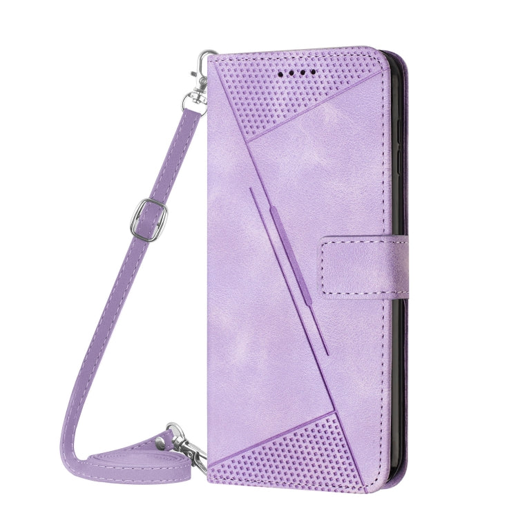 For Samsung Galaxy S25 / S24 5G Dream Triangle Leather Phone Case with Long Lanyard(Purple) - Galaxy S25 5G Cases by PMC Jewellery | Online Shopping South Africa | PMC Jewellery | Buy Now Pay Later Mobicred