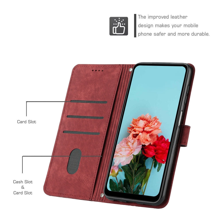 For Samsung Galaxy S25 / S24 5G Skin Feel Stripe Pattern Leather Phone Case with Long Lanyard(Red) - Galaxy S25 5G Cases by PMC Jewellery | Online Shopping South Africa | PMC Jewellery | Buy Now Pay Later Mobicred