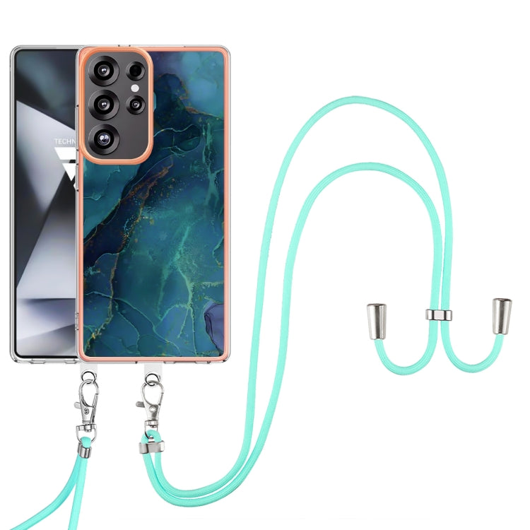 For Samsung Galaxy S25 Ultra 5G Electroplating Marble Dual-side IMD Phone Case with Lanyard(Green 017) - Galaxy S25 Ultra 5G Cases by PMC Jewellery | Online Shopping South Africa | PMC Jewellery | Buy Now Pay Later Mobicred