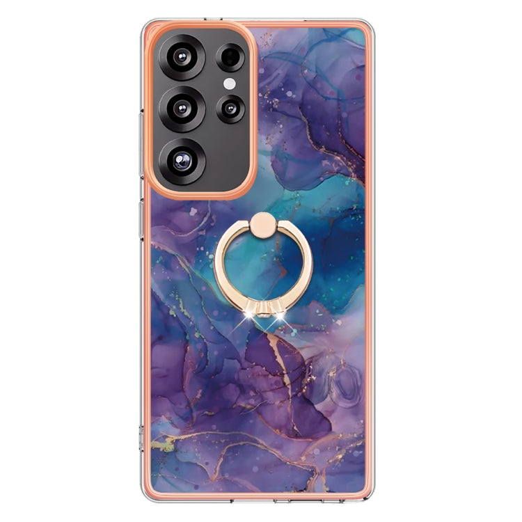 For Samsung Galaxy S25 Ultra 5G Electroplating Marble Dual-side IMD Phone Case with Ring(Purple 016) - Galaxy S25 Ultra 5G Cases by PMC Jewellery | Online Shopping South Africa | PMC Jewellery | Buy Now Pay Later Mobicred