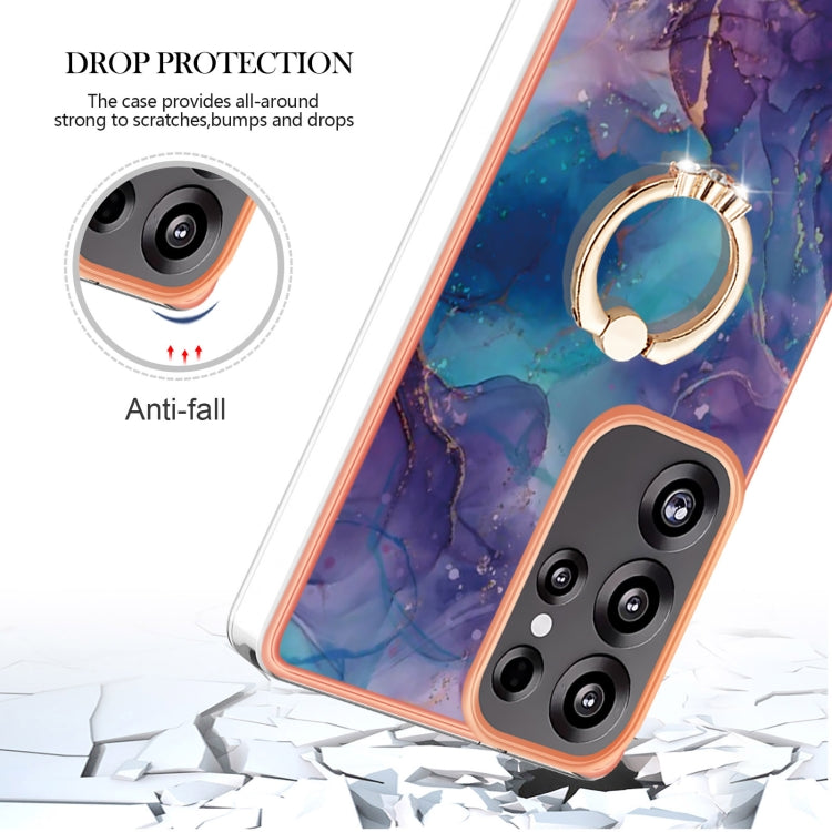 For Samsung Galaxy S25 Ultra 5G Electroplating Marble Dual-side IMD Phone Case with Ring(Purple 016) - Galaxy S25 Ultra 5G Cases by PMC Jewellery | Online Shopping South Africa | PMC Jewellery | Buy Now Pay Later Mobicred