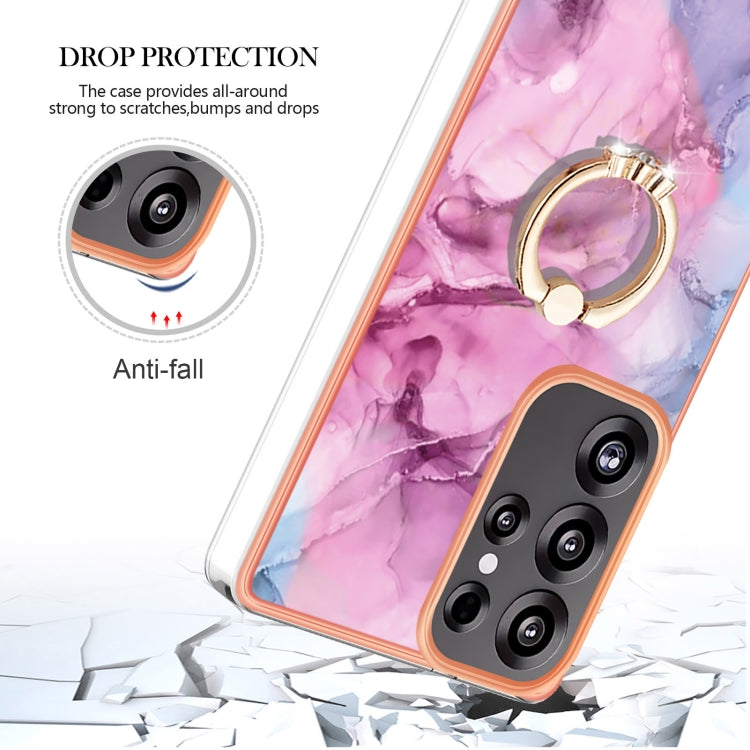 For Samsung Galaxy S25 Ultra 5G Electroplating Marble Dual-side IMD Phone Case with Ring(Pink 013) - Galaxy S25 Ultra 5G Cases by PMC Jewellery | Online Shopping South Africa | PMC Jewellery | Buy Now Pay Later Mobicred