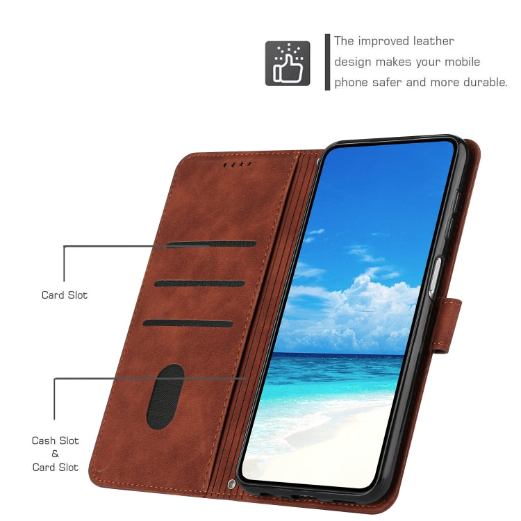 For Samsung Galaxy S25 Ultra 5G Skin Feel Heart Embossed Leather Phone Case with Long Lanyard(Brown) - Galaxy S25 Ultra 5G Cases by PMC TechLife | Online Shopping South Africa | PMC TechLife | Buy Now Pay Later Mobicred