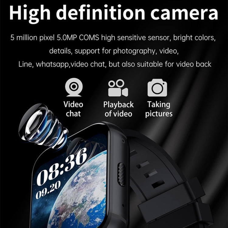 UNIWA DM66 4G Calling Smart Watch, 2GB+16GB, 1.99 inch IPS Screen Android 9.0 Support WiFi GPS(Black) - free shipping - PMC TechLife - Order now!