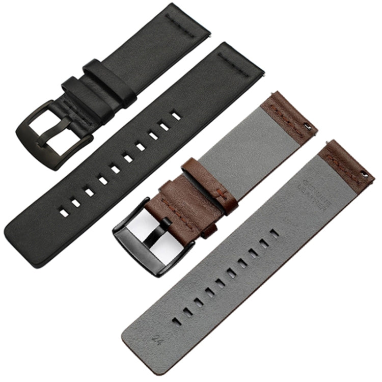 For Suunto 9 / Suunto 7 Steel Buckle 24mm Genuine Leather Watch Band(Brown Silver) - free shipping - PMC TechLife - Order now!