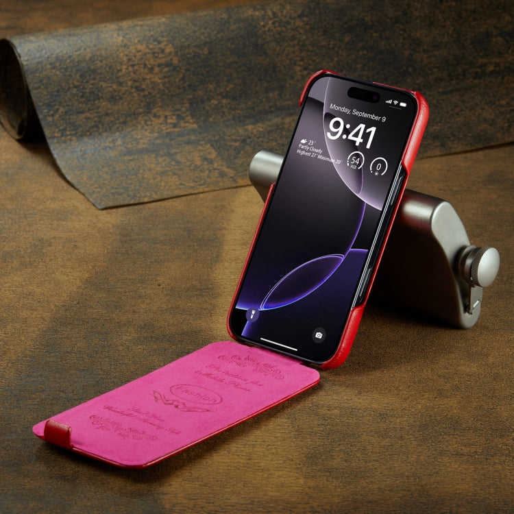 For iPhone 16 Pro Max Fierre Shann 64 Texture Vertical Flip PU Leather Phone Case(Red) - free shipping - PMC Jewellery - Order now!