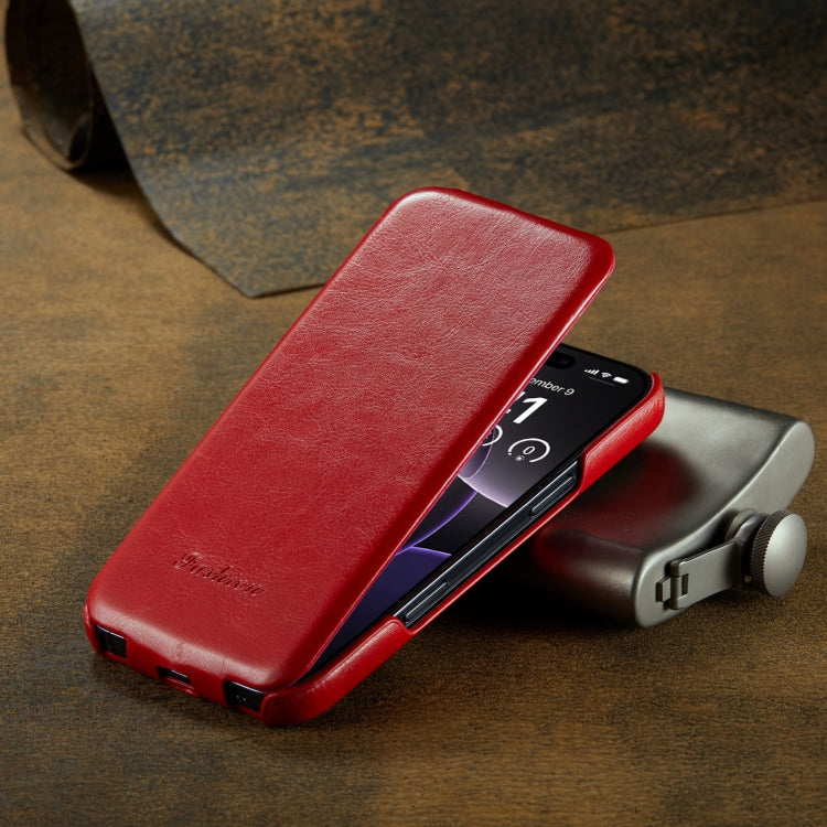 For iPhone 16 Pro Max Fierre Shann 64 Texture Vertical Flip PU Leather Phone Case(Red) - free shipping - PMC Jewellery - Order now!