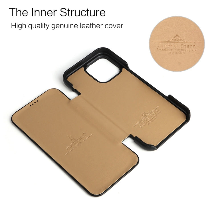 For iPhone 16 Pro Fierre Shann Top Layer Cowhide Business Magnetic Leather Phone Case(Black) - free shipping - PMC Jewellery - Order now!