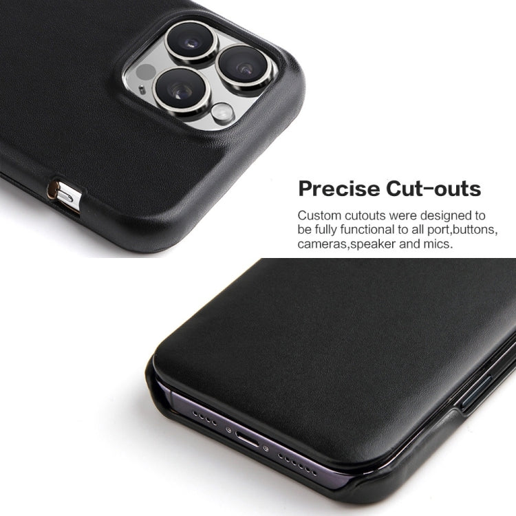 For iPhone 16 Pro Fierre Shann Top Layer Cowhide Business Magnetic Leather Phone Case(Black) - free shipping - PMC Jewellery - Order now!