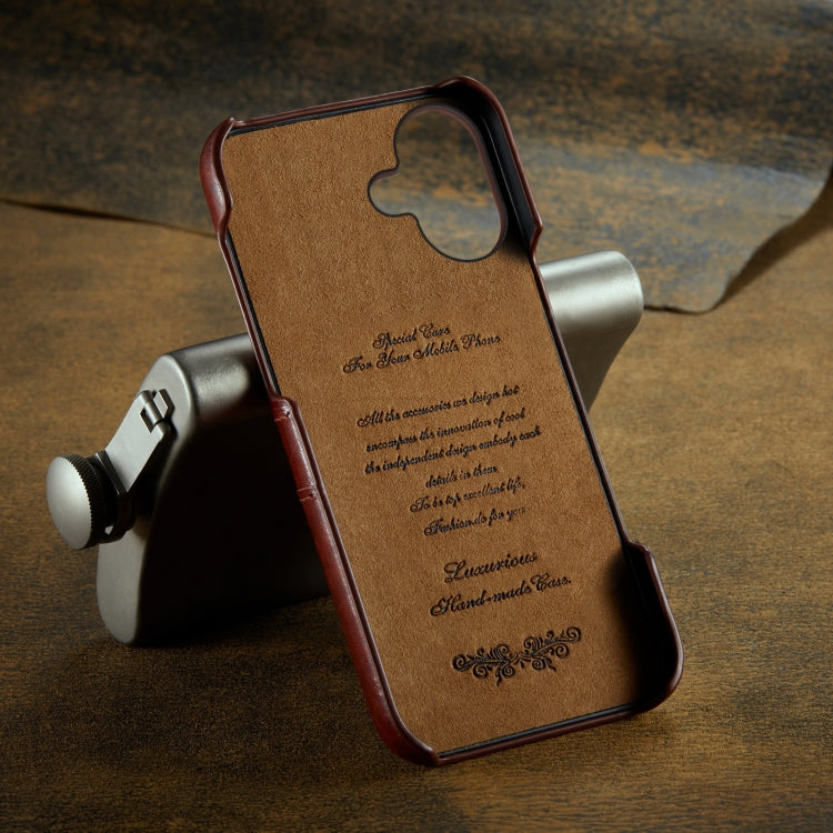 For iPhone 16 Fierre Shann Retro Oil Wax Texture Card Slots PU Leather Phone Case(Brown) - free shipping - PMC Jewellery - Order now!