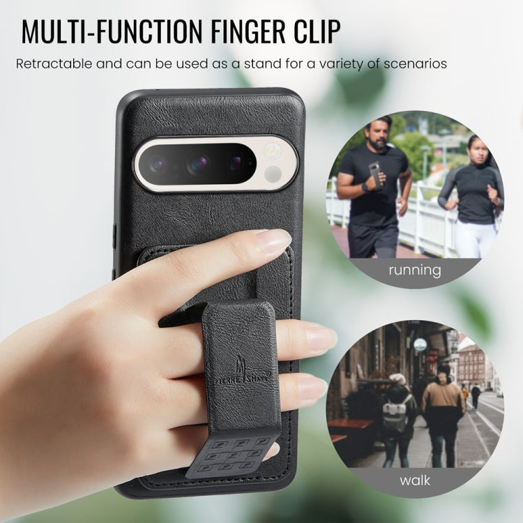 For Google Pixel 9 Pro XL Fierre Shann Oil Wax Cow Leather Card Holder Back Phone Case(Black) - free shipping - PMC TechLife - Order now!