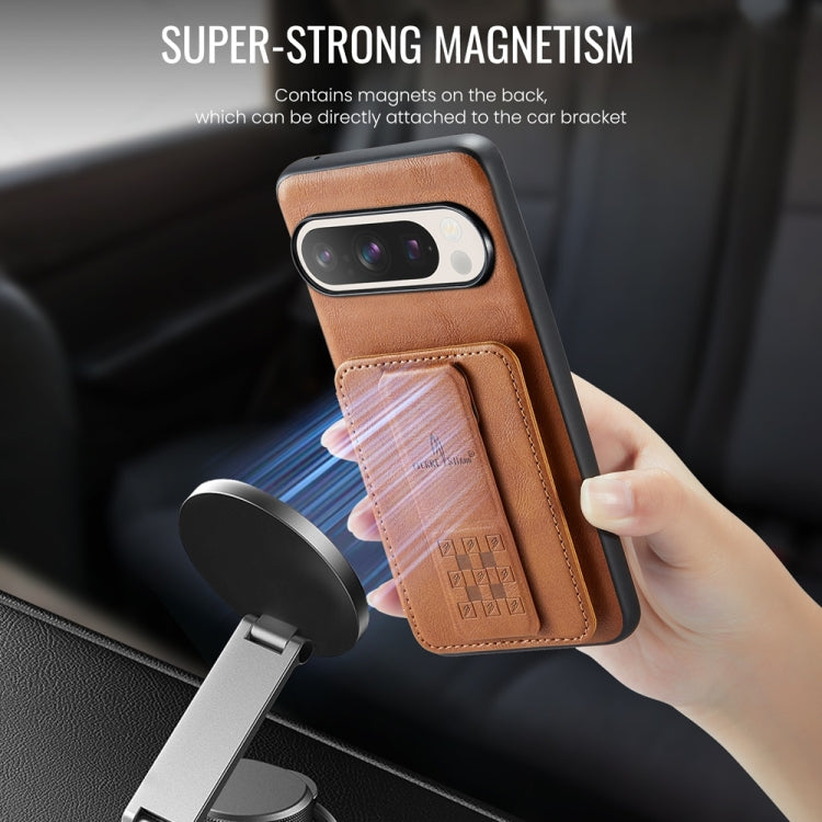 For Google Pixel 9 Pro XL Fierre Shann Oil Wax Cow Leather Card Holder Back Phone Case(Brown) - Google Cases by FIERRE SHANN | Online Shopping South Africa | PMC TechLife | Buy Now Pay Later Mobicred
