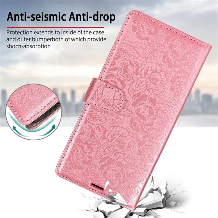 For Samsung Galaxy S25 5G Peony Flowers Imprint Leather Phone Case(Pink) - Galaxy S25 5G Cases by PMC Jewellery | Online Shopping South Africa | PMC Jewellery | Buy Now Pay Later Mobicred