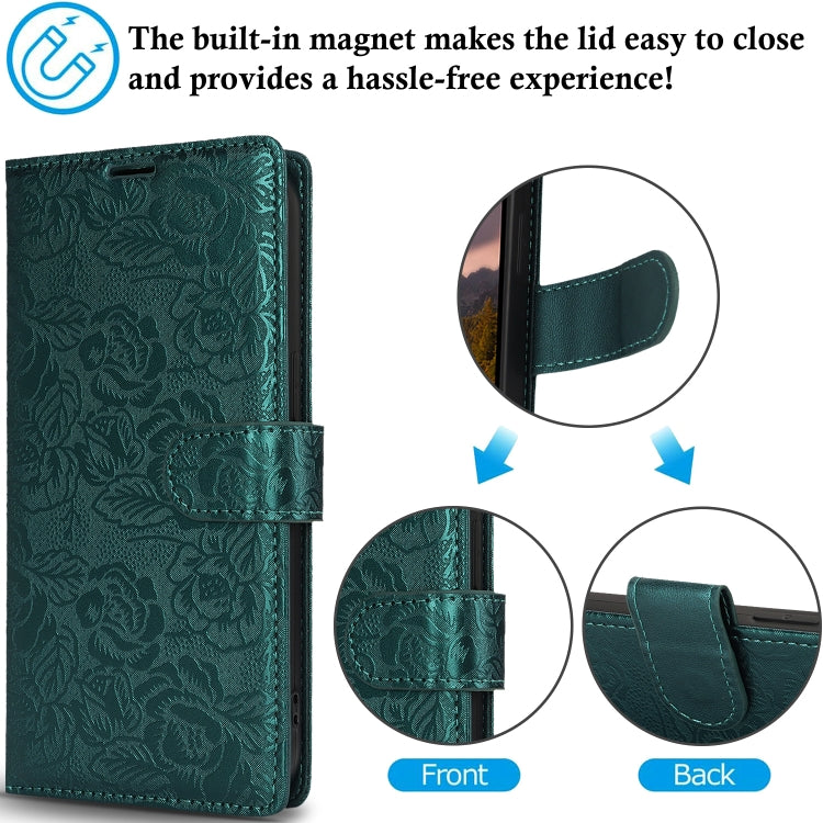 For Samsung Galaxy S25+ 5G Peony Flowers Imprint Leather Phone Case(Green) - Galaxy S25+ 5G Cases by PMC Jewellery | Online Shopping South Africa | PMC Jewellery | Buy Now Pay Later Mobicred