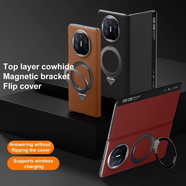 For Huawei Mate XT Ultimate Design SULADA Smart View Window MagSafe Magnetic Holder Leather Phone Case(Brown) - Huawei Cases by SULADA | Online Shopping South Africa | PMC TechLife | Buy Now Pay Later Mobicred