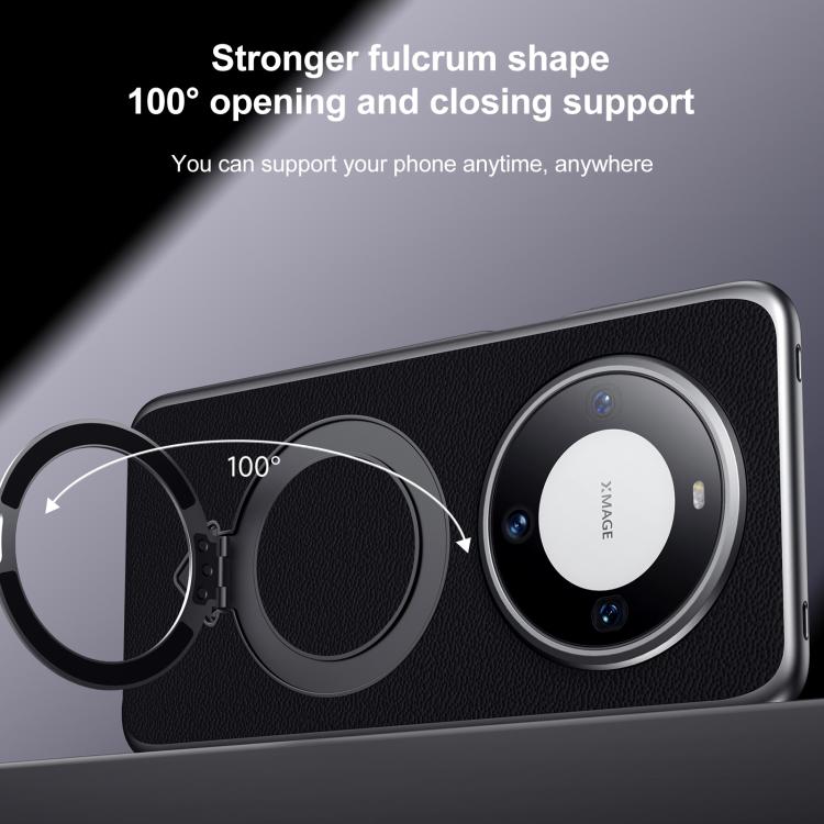 For Huawei Pura 70 SULADA Top Grain Leather MagSafe Magnetic Holder Phone Case(Black) - Huawei Cases by SULADA | Online Shopping South Africa | PMC Jewellery | Buy Now Pay Later Mobicred