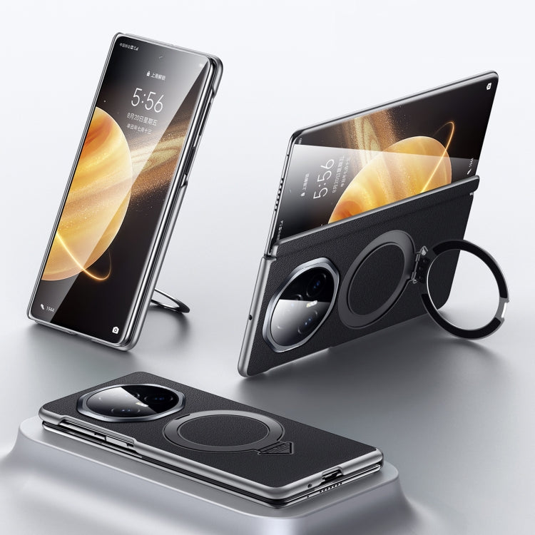 For Honor Magic V3 SULADA Top Grain Leather MagSafe Magnetic Holder Phone Case(Black) - free shipping - PMC TechLife - Order now!