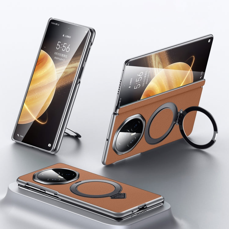 For Honor Magic V3 SULADA Top Grain Leather MagSafe Magnetic Holder Phone Case(Brown) - free shipping - PMC TechLife - Order now!