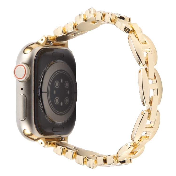 For Apple Watch 42mm / 41mm / 40mm / 38mm Quick Release Leaf Diamond Alloy Slim Watch Band(Gold) - free shipping - PMC TechLife - Order now!