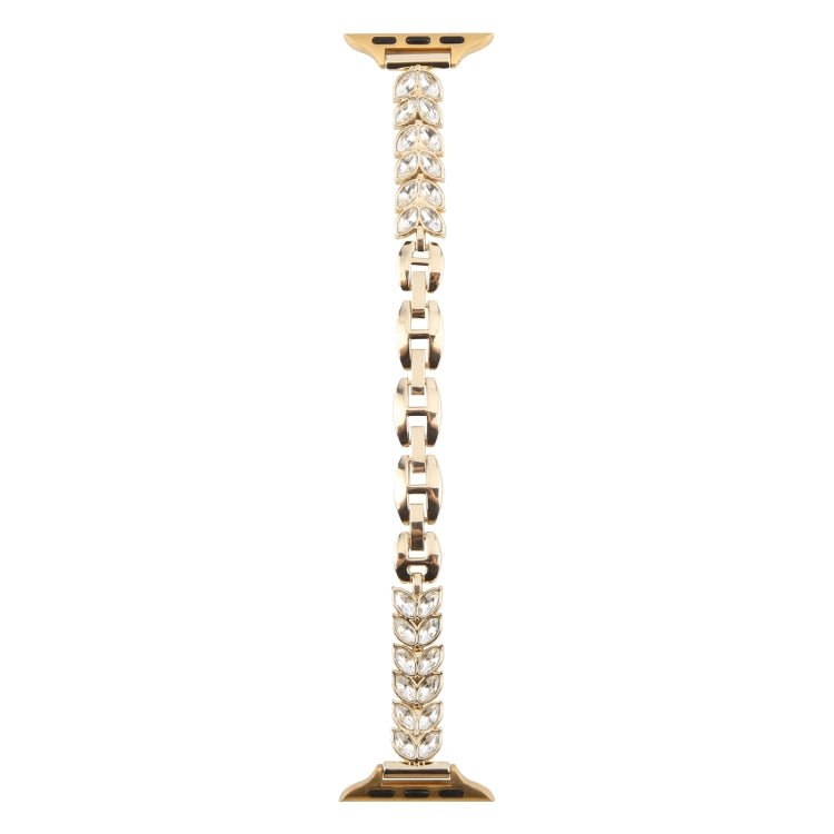 For Apple Watch 42mm / 41mm / 40mm / 38mm Quick Release Leaf Diamond Alloy Slim Watch Band(Gold) - free shipping - PMC TechLife - Order now!