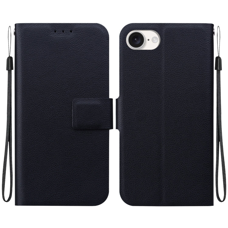 For iPhone 16e Ultra-thin Voltage Magnetic Buckle Leather Phone Case(Black) - iPhone 16e Cases by PMC TechLife | Online Shopping South Africa | PMC TechLife | Buy Now Pay Later Mobicred