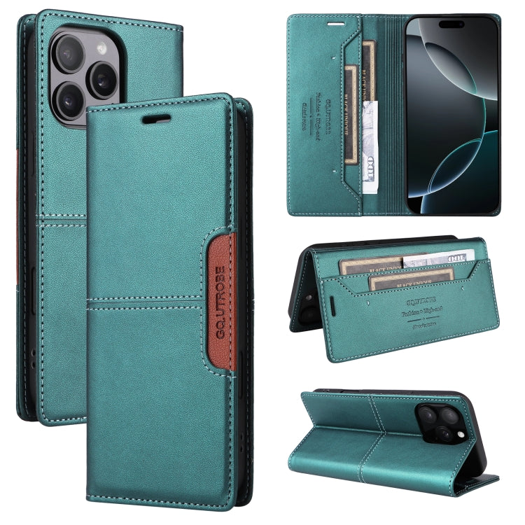 For iPhone 16 Pro GQUTROBE G01 RFID Anti-theft Leather Phone Case(Green) - free shipping - PMC Jewellery - Order now!
