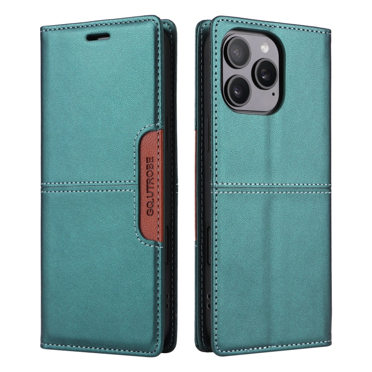 For iPhone 16 Pro GQUTROBE G01 RFID Anti-theft Leather Phone Case(Green) - free shipping - PMC Jewellery - Order now!