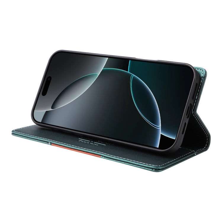 For iPhone 16 Pro GQUTROBE G01 RFID Anti-theft Leather Phone Case(Green) - free shipping - PMC Jewellery - Order now!