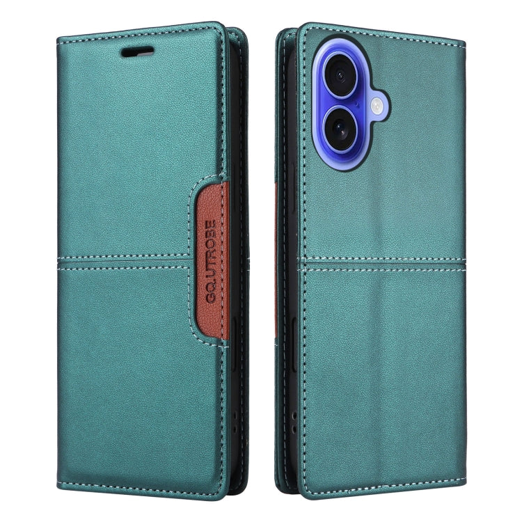 For iPhone 16 GQUTROBE G01 RFID Anti-theft Leather Phone Case(Green) - free shipping - PMC Jewellery - Order now!