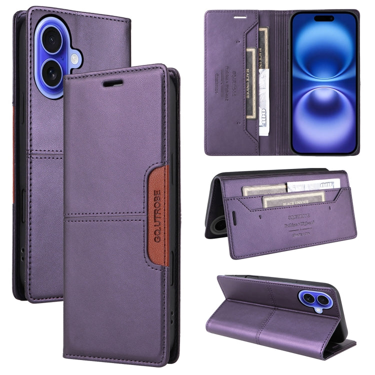 For iPhone 16 Plus GQUTROBE G01 RFID Anti-theft Leather Phone Case(Purple) - free shipping - PMC Jewellery - Order now!
