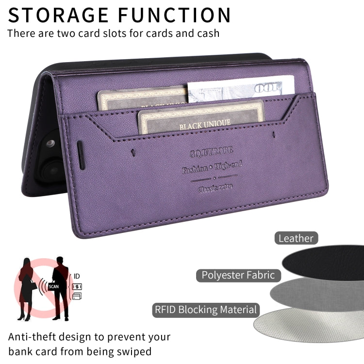 For iPhone 16 Plus GQUTROBE G01 RFID Anti-theft Leather Phone Case(Purple) - free shipping - PMC Jewellery - Order now!