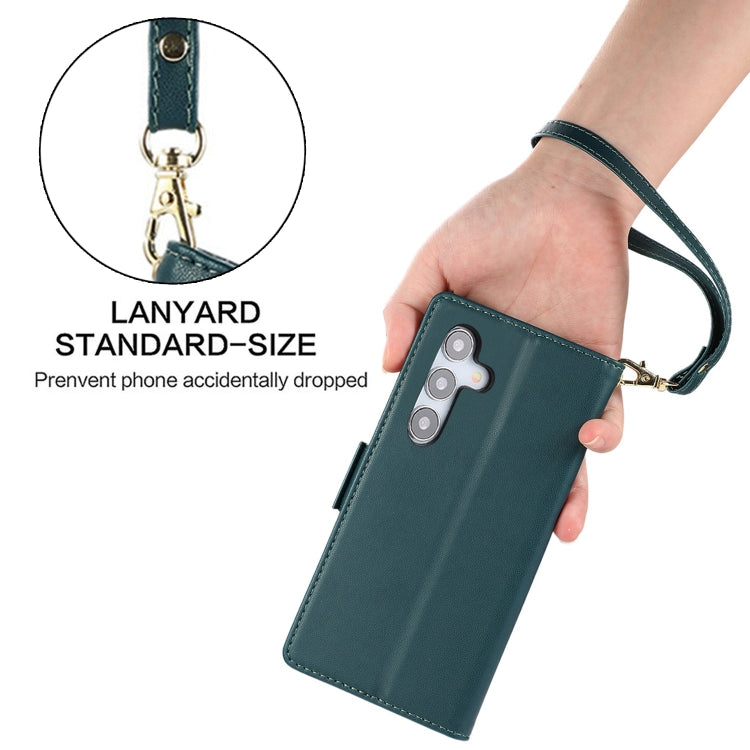 For Samsung Galaxy S25 / S24 5G Side Buckle RFID Anti-theft Leather Phone Case(Green) - Galaxy S25 5G Cases by PMC TechLife | Online Shopping South Africa | PMC TechLife | Buy Now Pay Later Mobicred