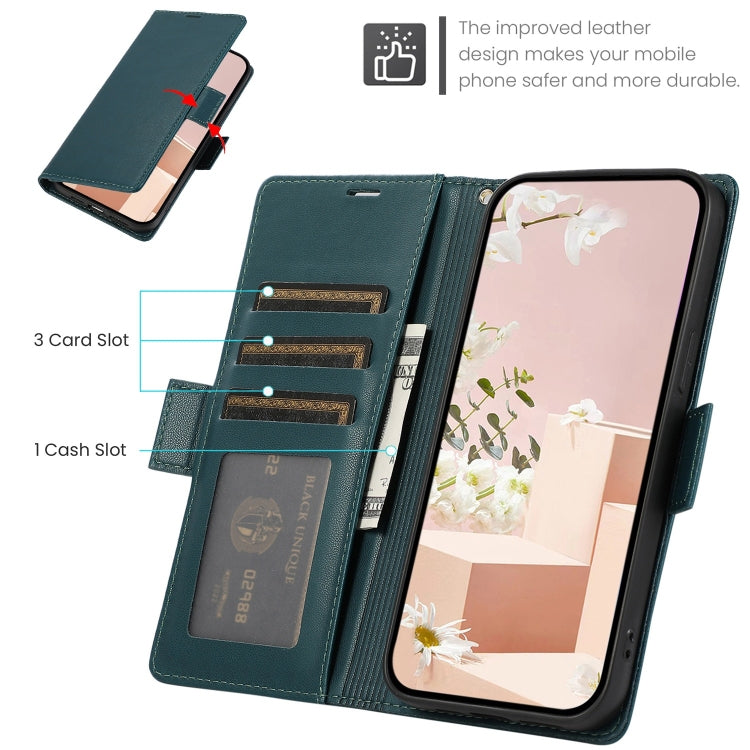 For Samsung Galaxy S25+ / S24+ 5G Side Buckle RFID Anti-theft Leather Phone Case(Green) - Galaxy S25+ 5G Cases by PMC TechLife | Online Shopping South Africa | PMC TechLife | Buy Now Pay Later Mobicred